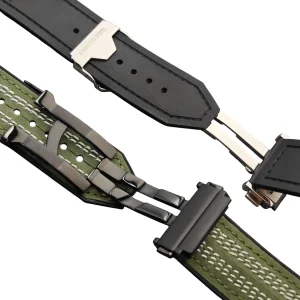 25x19mm Rubber & Nubuck Leather Strap for Hublot Big Bang/Classic Fusion Series 45mm Watches