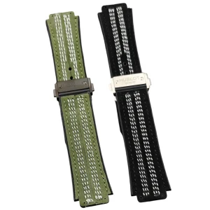 25x19mm Rubber & Nubuck Leather Strap for Hublot Big Bang/Classic Fusion Series 45mm Watches
