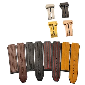 25x19mm Rubber with Leather Strap for Hublot Big Bang/Classic Fusion Series 45mm Watches