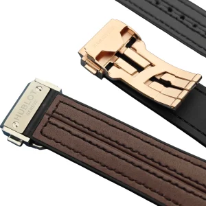 25x19mm Rubber with Leather Strap for Hublot Big Bang/Classic Fusion Series 45mm Watches