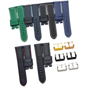 Fabric Carbon Fiber & Leather Strap for Panerai Luminor Submersible PAM386/441 – 24mm