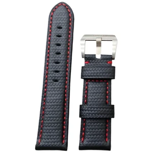 Fabric Carbon Fiber & Leather Strap for Panerai Luminor Submersible PAM386/441 – 24mm