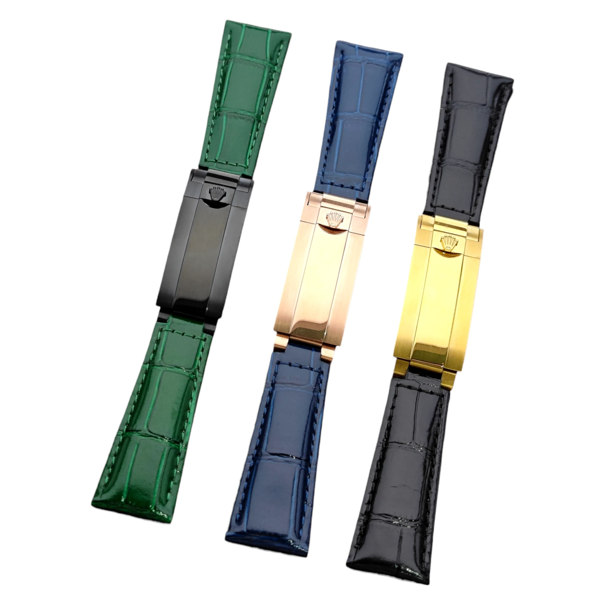 Curved End Genuine Leather Strap for Rolex Submariner, GMT, Datejust – 20mm Leather Straps Luxury Rubber, Leather & Metal Watch Straps