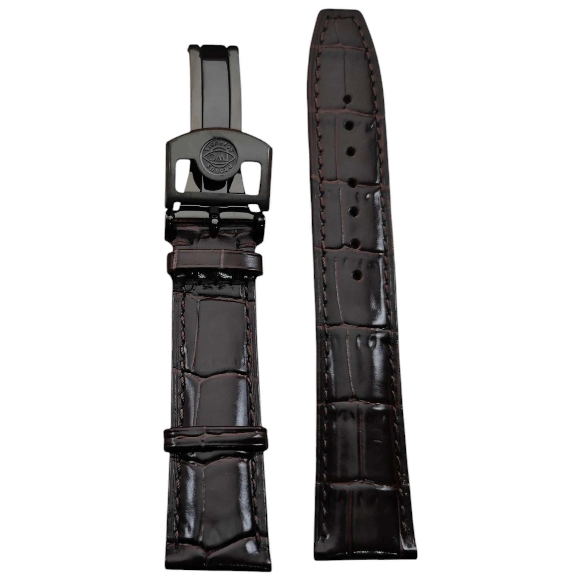 Genuine Flat Leather Band for IWC Big Pilot, Flamethrower, Little Prince, Mark18 – 20mm, 21mm Leather Straps Luxury Rubber, Leather & Metal Watch Straps